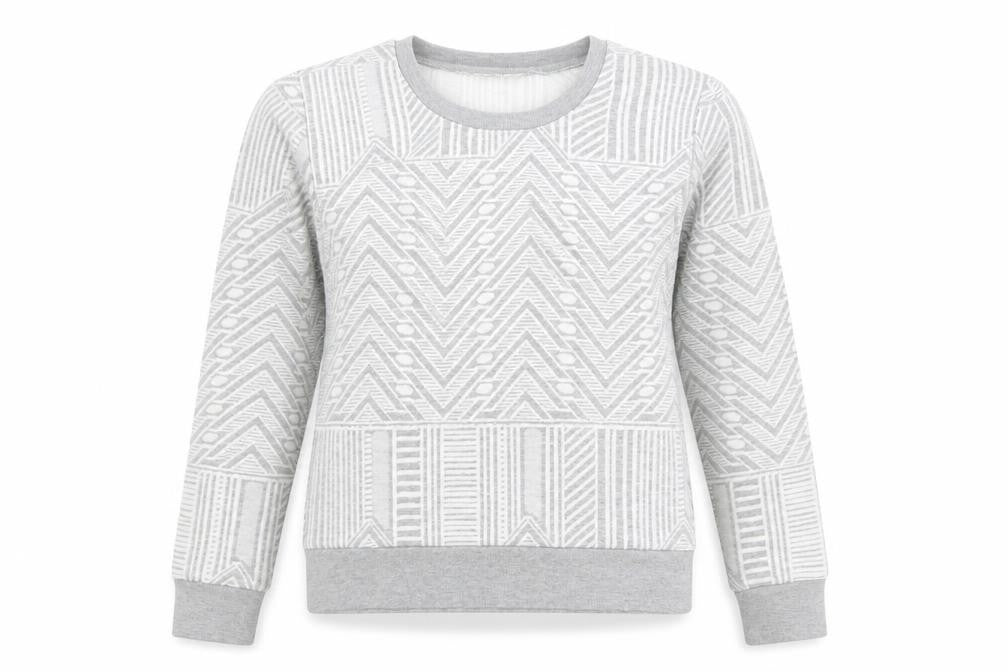 Miss Selfridge Womens Grey Geometric Cotton Pullover Sweatshirt Size 6 Pullover