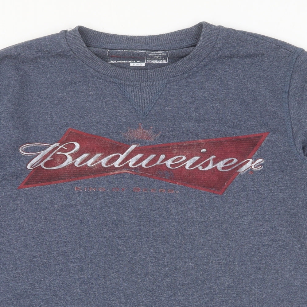 Budweiser Mens Grey Cotton Pullover Sweatshirt Size S