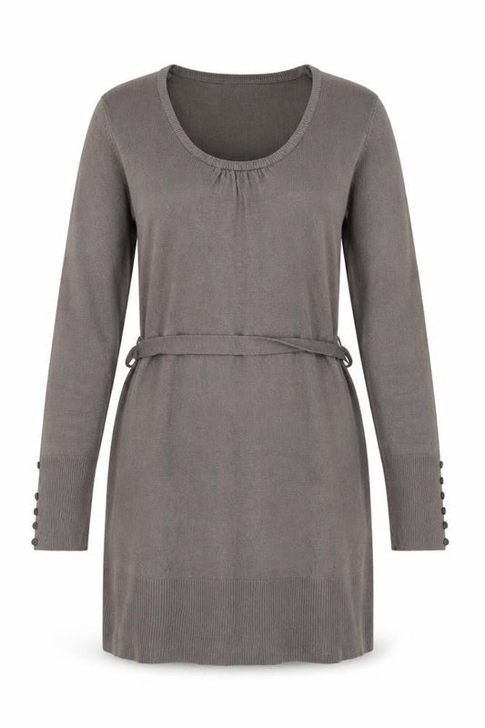 Papaya Womens Grey Acrylic Jumper Dress Size 12 Scoop Neck Pullover