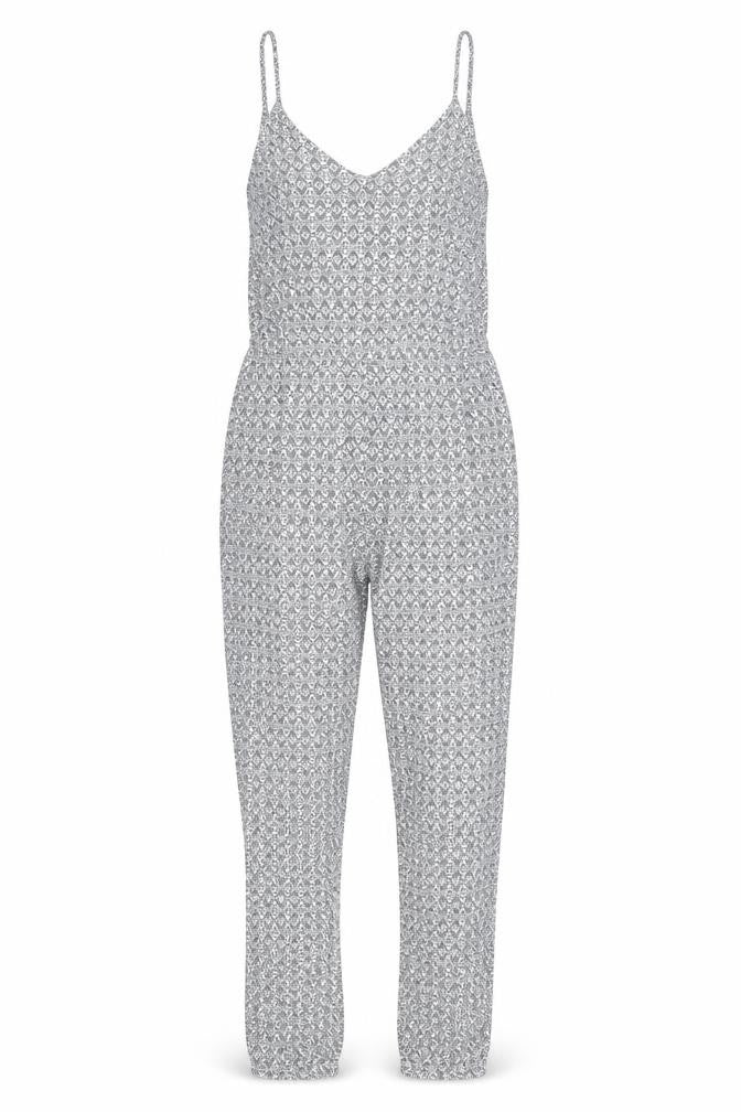 Zara Womens Blue Geometric Viscose Jumpsuit One-Piece Size M Pullover