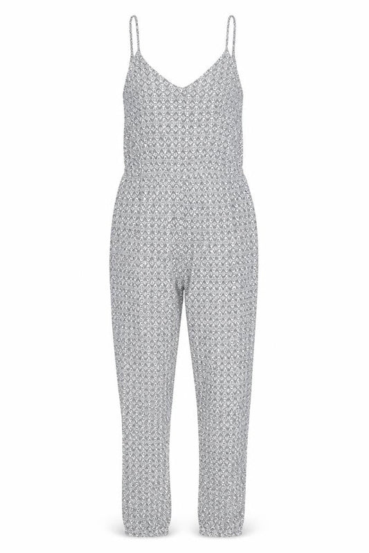 Zara Womens Blue Geometric Viscose Jumpsuit One-Piece Size M Pullover