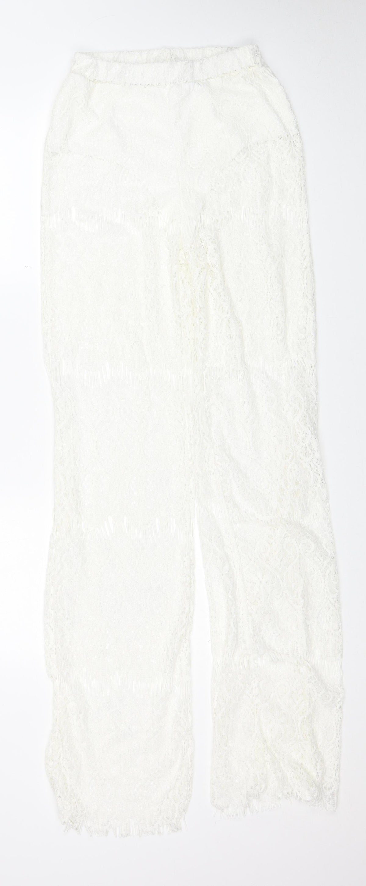 Preworn Womens White Cotton Trousers Size L Regular