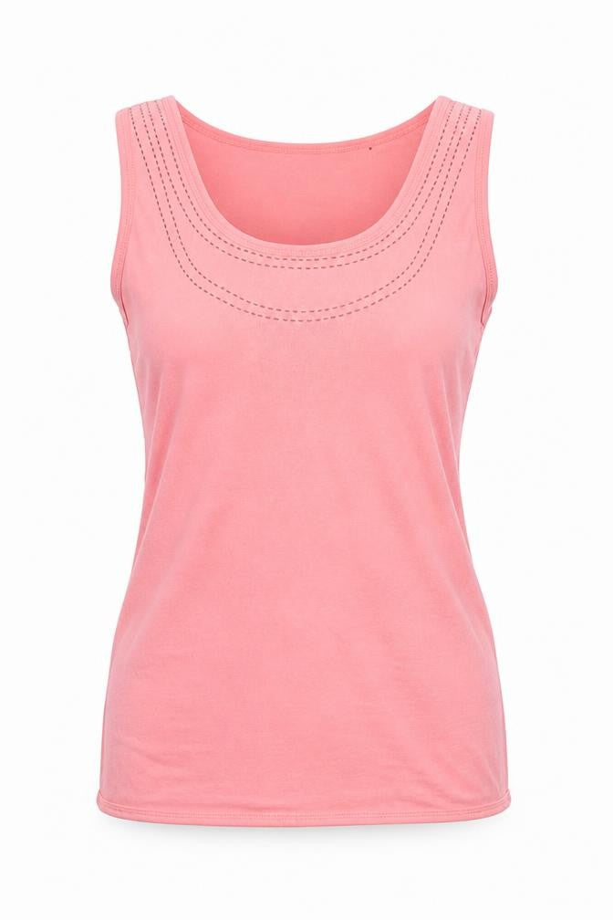 Jasper Womens Pink Cotton Basic Tank Size 14 Scoop Neck - Contrast Stitching
