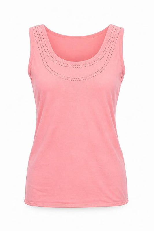 Jasper Womens Pink Cotton Basic Tank Size 14 Scoop Neck - Contrast Stitching