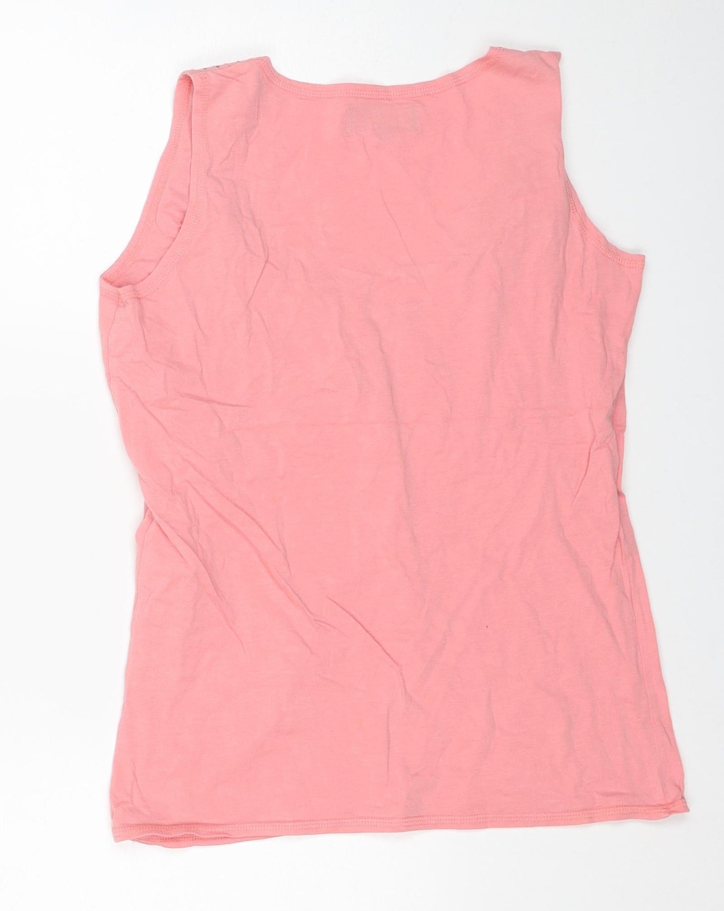Jasper Womens Pink Cotton Basic Tank Size 14 Scoop Neck - Contrast Stitching