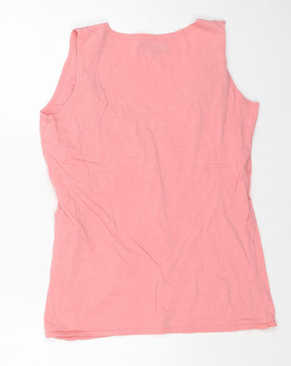 Jasper Womens Pink Cotton Basic Tank Size 14 Scoop Neck - Contrast Stitching