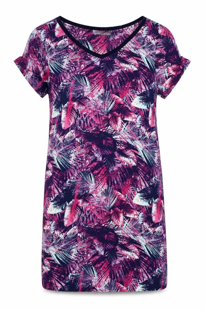 George Womens Purple Geometric Viscose Shift Size 10 V-Neck Pullover