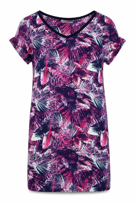 George Womens Purple Geometric Viscose Shift Size 10 V-Neck Pullover
