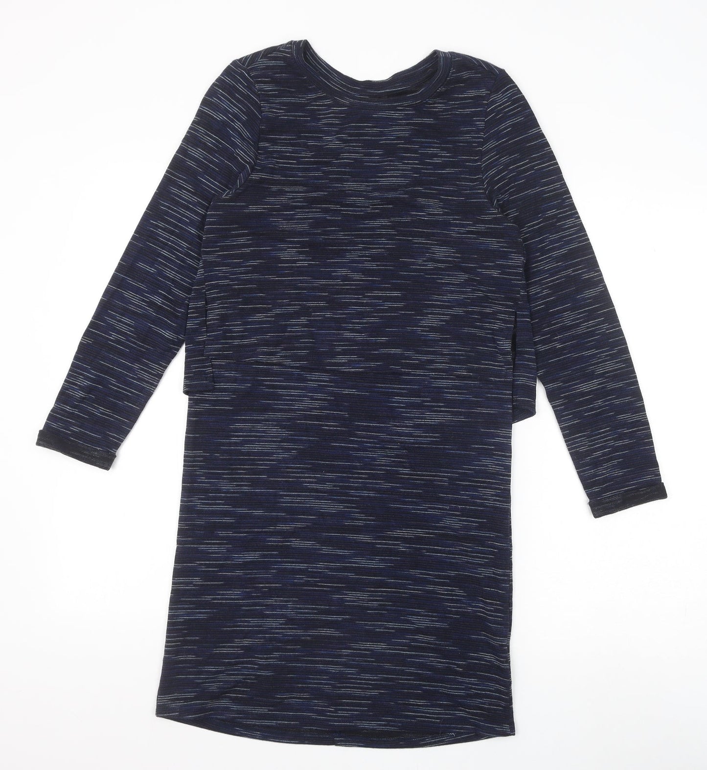 Topshop Womens Blue Striped Viscose T-Shirt Dress Size 8 Round Neck Pullover