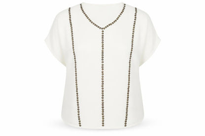 Nightingales Womens White Polyester Basic Blouse Size 16 V-Neck