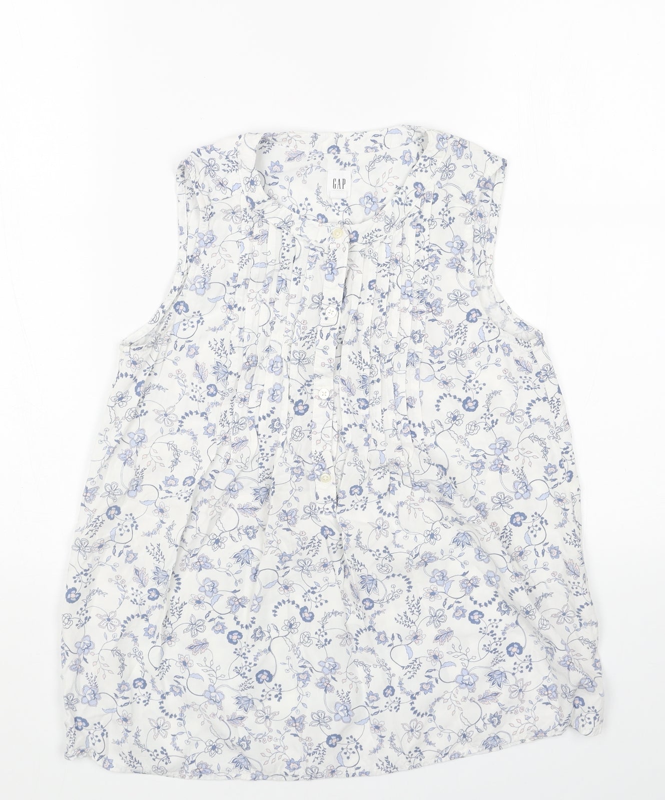 Gap Womens White Floral Viscose Basic Tank Size XS Scoop Neck