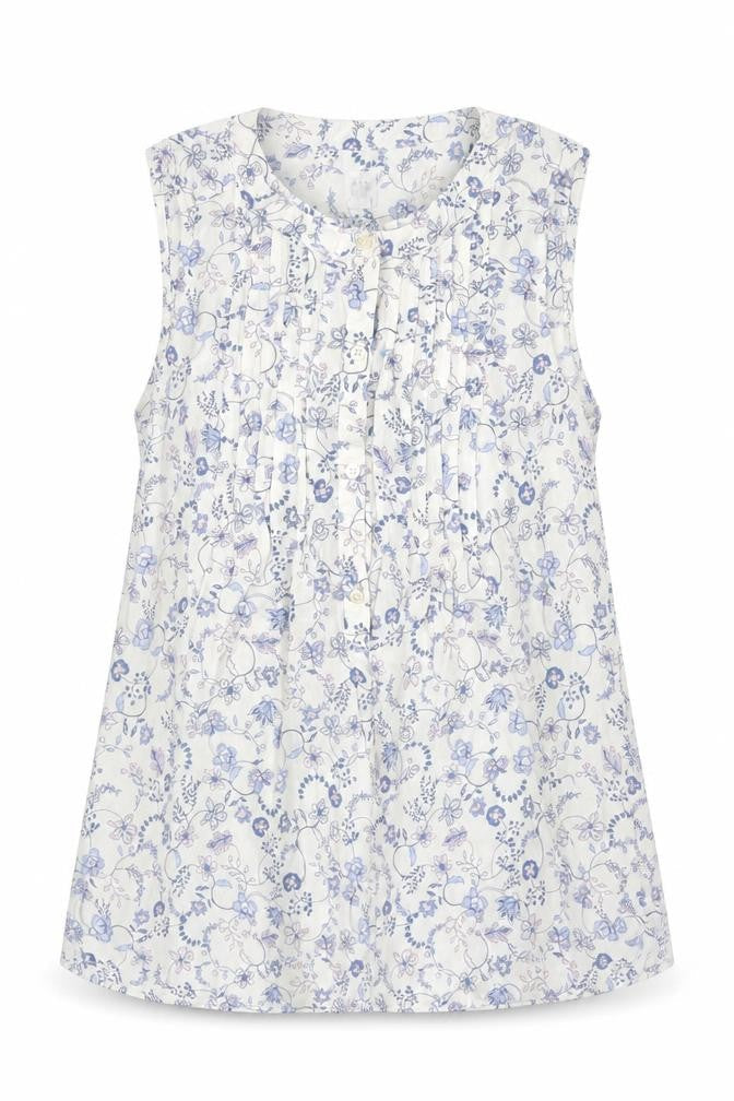 Gap Womens White Floral Viscose Basic Tank Size XS Scoop Neck