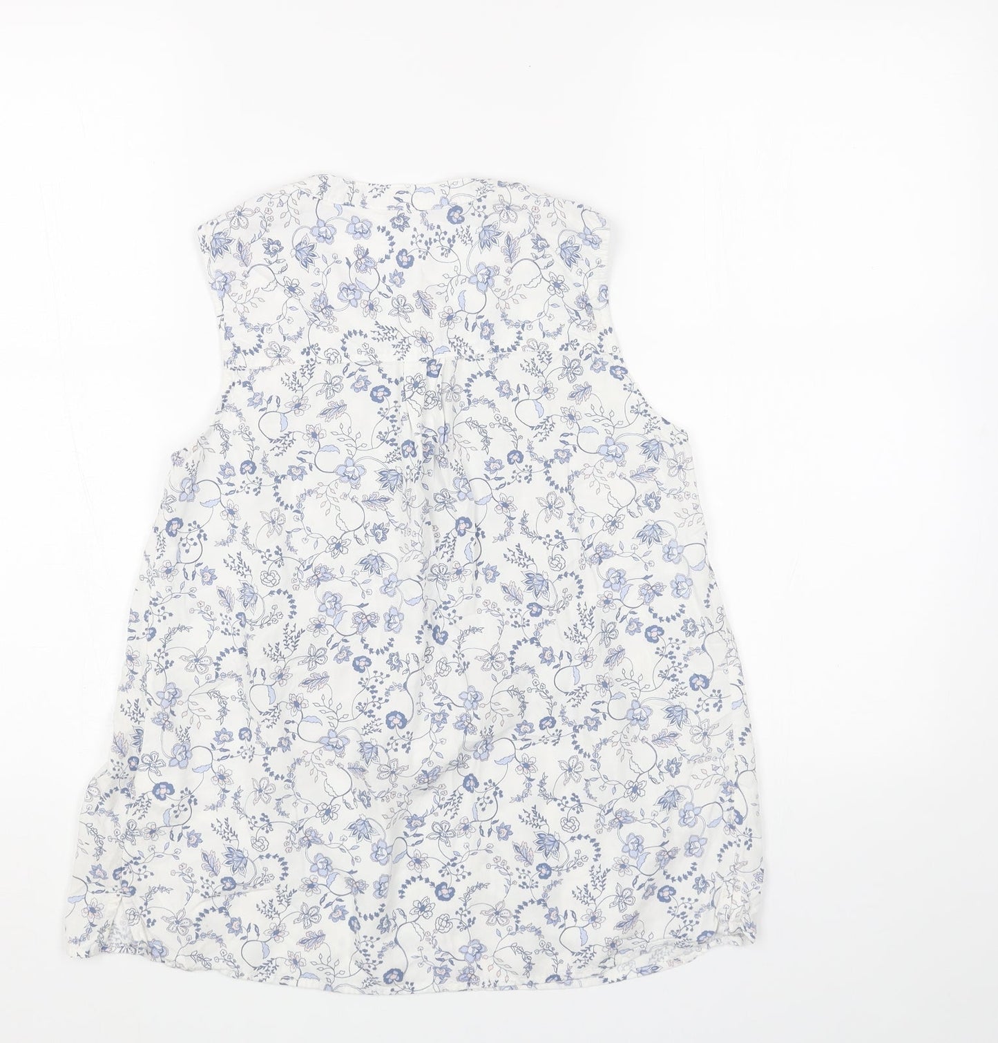 Gap Womens White Floral Viscose Basic Tank Size XS Scoop Neck