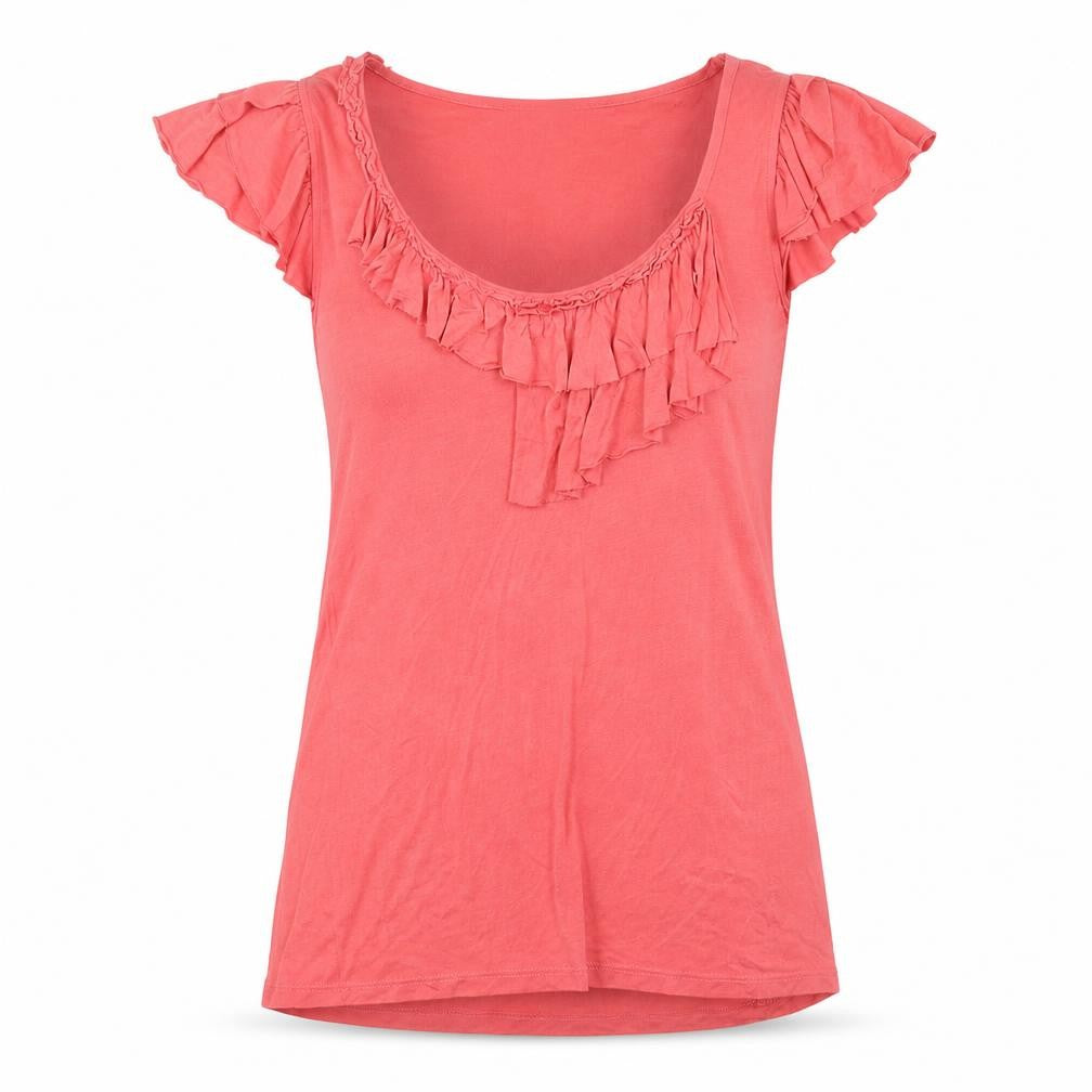 Oasis Womens Pink Cotton Basic T-Shirt Size M Scoop Neck
