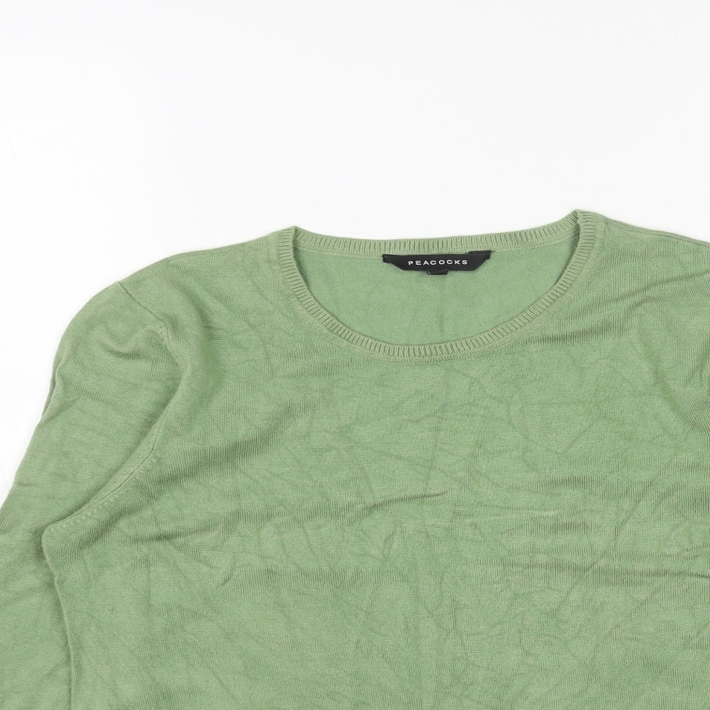 Peacocks Womens Green Round Neck Viscose Pullover Jumper Size 12