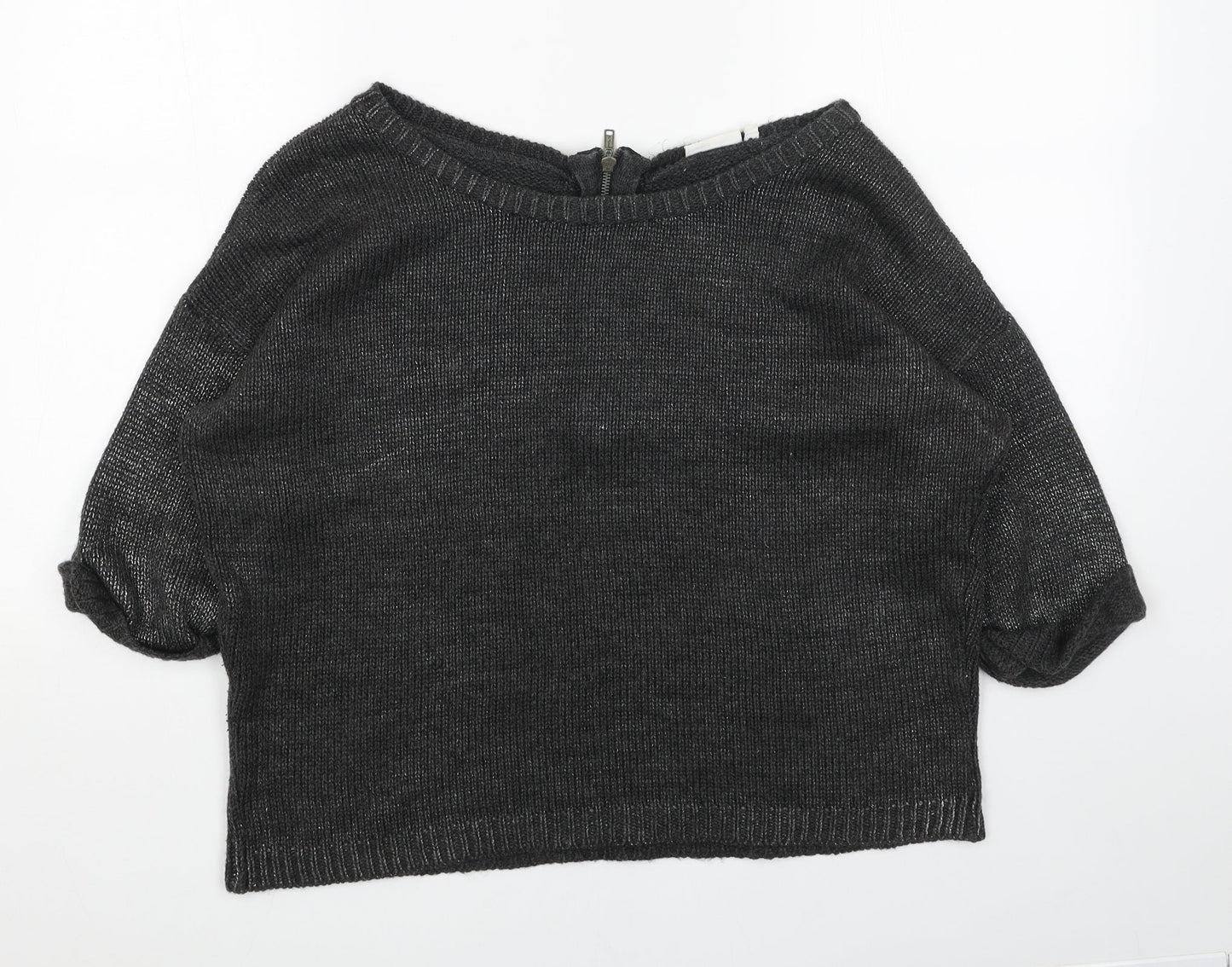 New Look Womens Grey Boat Neck Acrylic Pullover Jumper Size 14