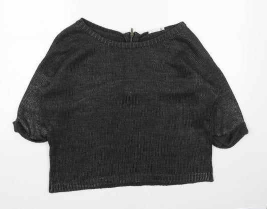 New Look Womens Grey Boat Neck Acrylic Pullover Jumper Size 14
