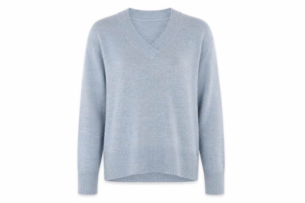 Marks & Spencer Womens Blue V-Neck Acrylic Pullover Jumper Size 12