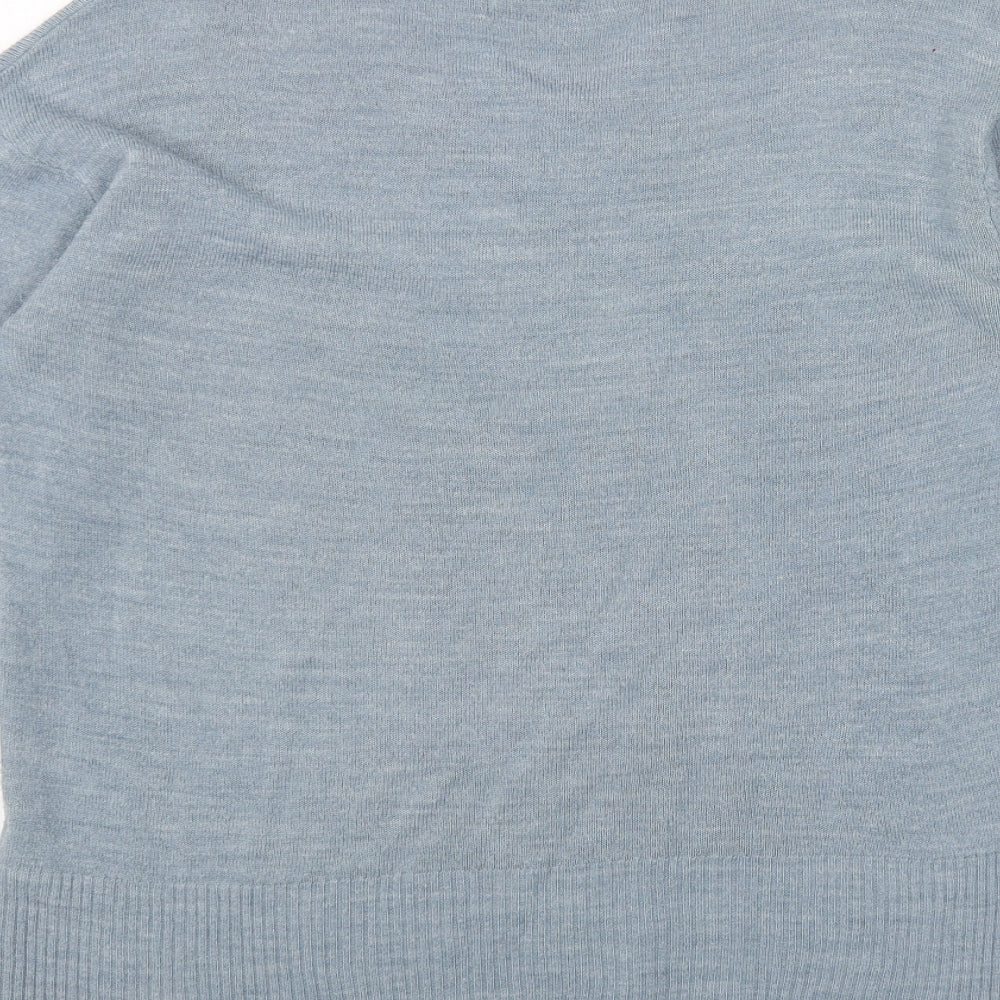 Marks and Spencer Womens Blue V-Neck Acrylic Pullover Jumper Size 12