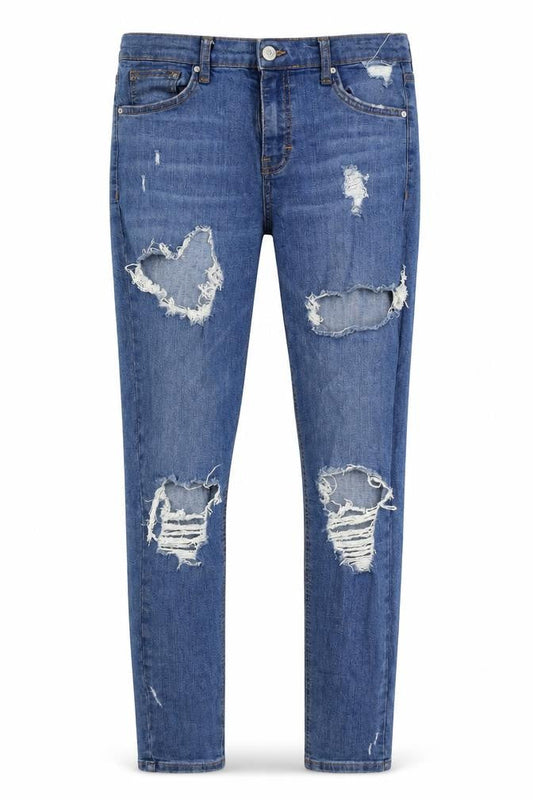 Topshop Womens Blue Cotton Skinny Jeans Size 30 in Regular Zip