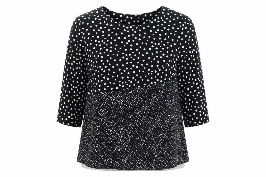 Nutmeg Womens Black Polka Dot Polyester Basic Blouse Size 6 Round Neck