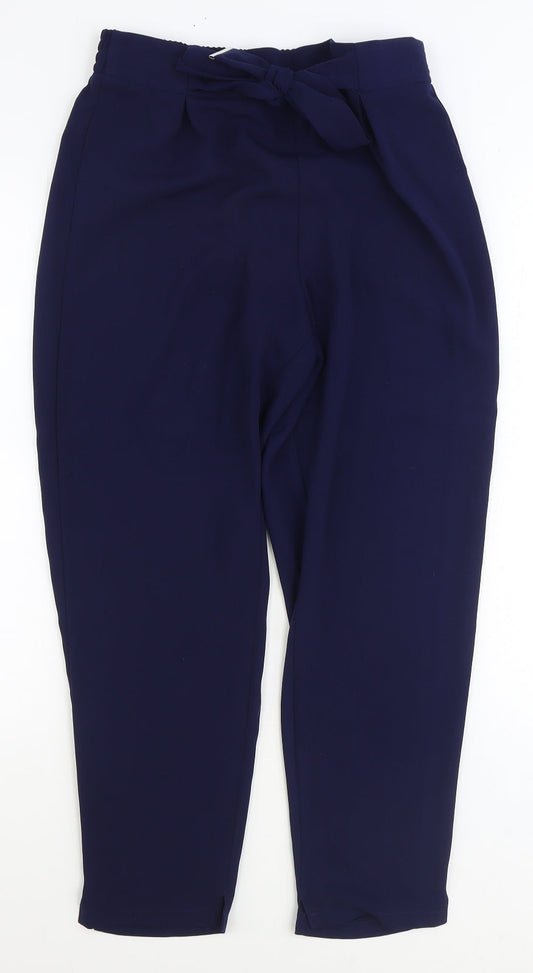 Dorothy Perkins Womens Blue Polyester Trousers Size 10 Regular Tie