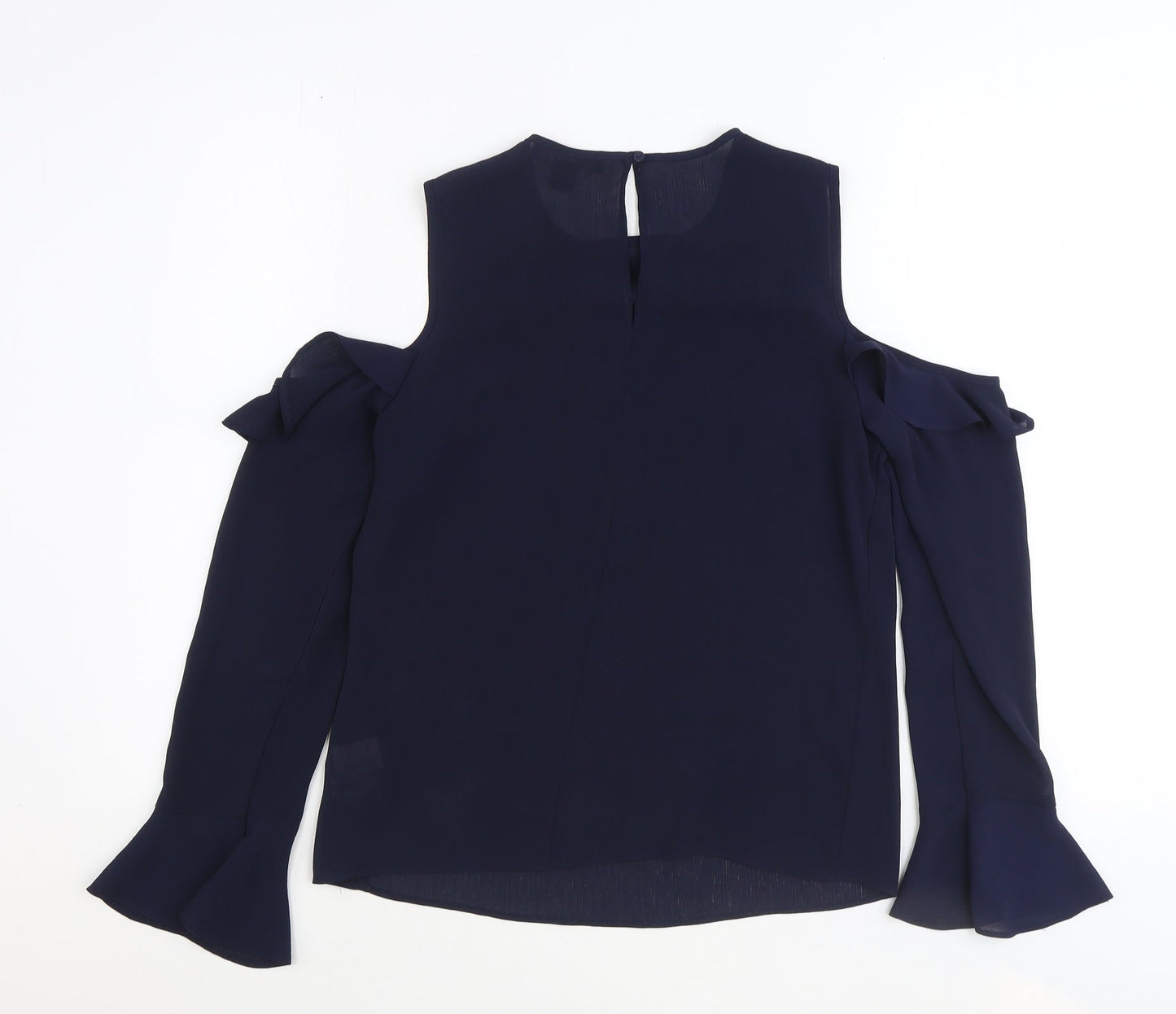Atmosphere Womens Blue Polyester Basic Blouse Size 8 Round Neck
