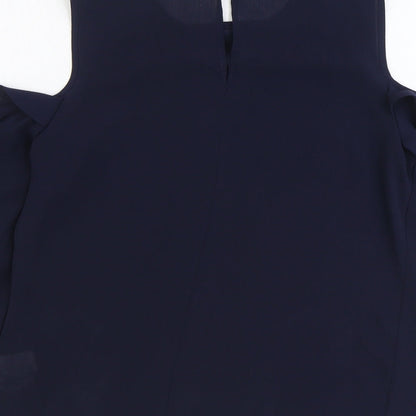 Atmosphere Womens Blue Polyester Basic Blouse Size 8 Round Neck