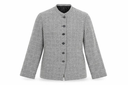 EWM Womens Grey Polyester Jacket Blazer Size 10