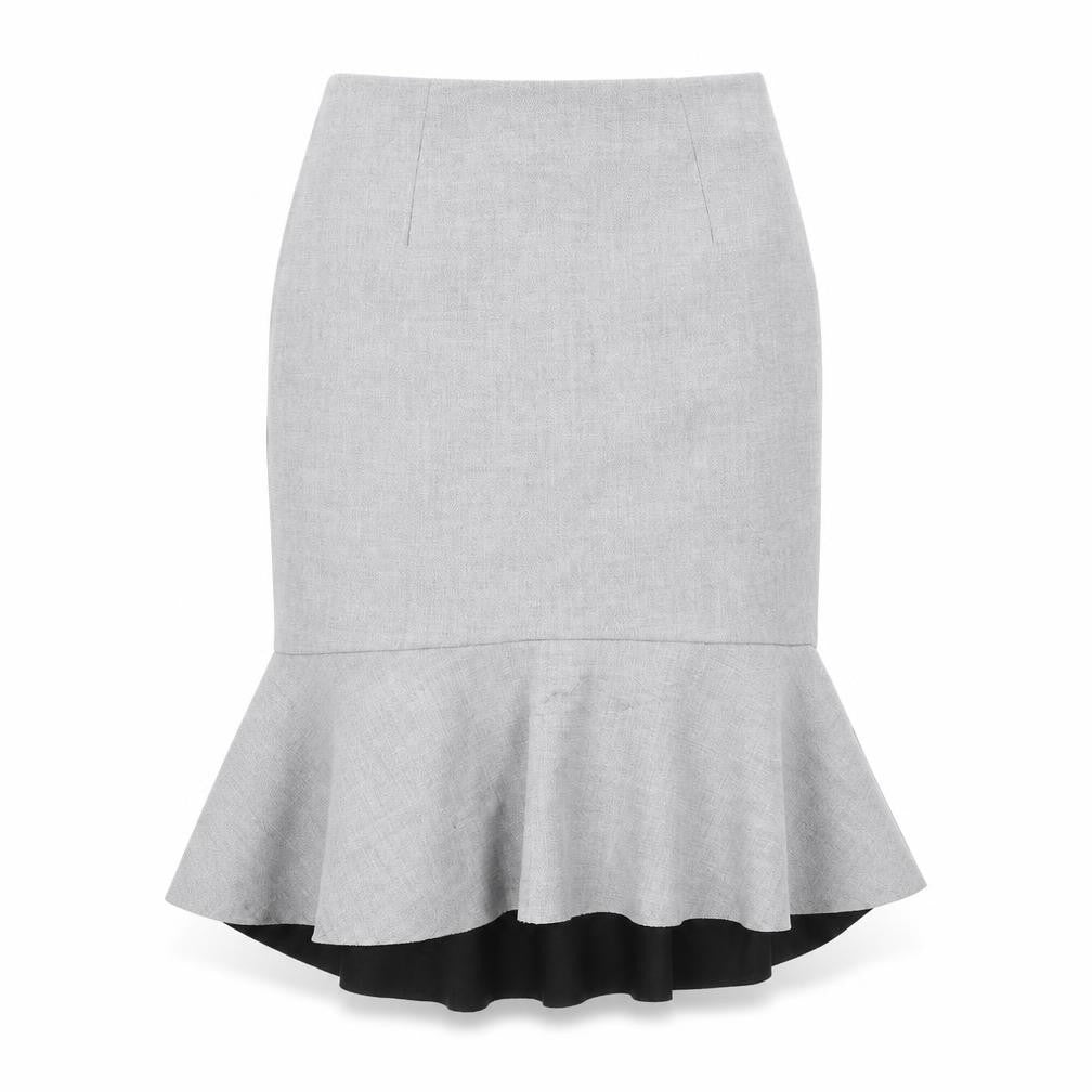 H&M Womens Grey Cotton Trumpet Skirt Size 10 Zip