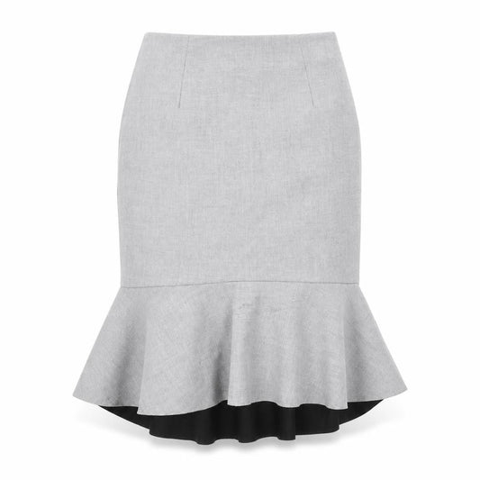 H&M Womens Grey Cotton Trumpet Skirt Size 10 Zip
