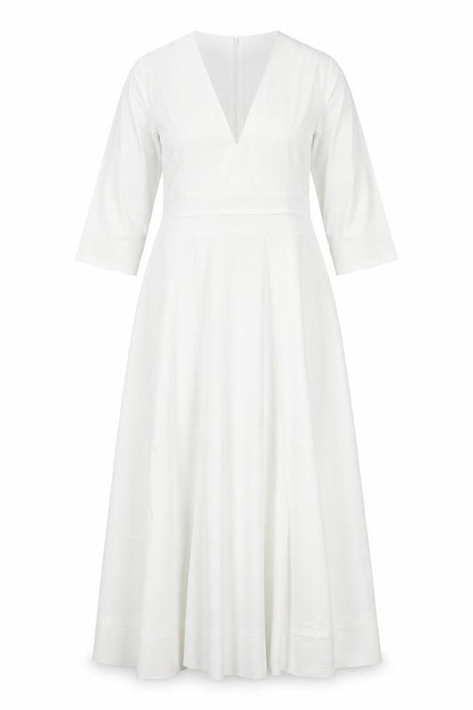 Fashion Mia Womens White Polyester Maxi Size 2XL V-Neck Zip