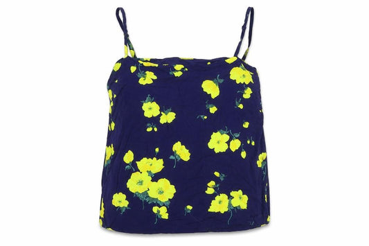 Warehouse Womens Blue Floral Viscose Camisole Tank Size 18 Square Neck