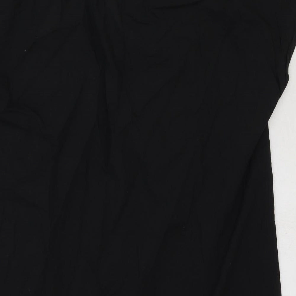 H&M Womens Black Cotton Tunic T-Shirt Size S Round Neck - Tie Neck Detail