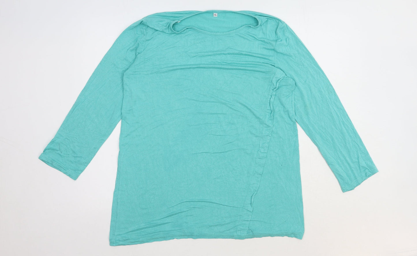 Preworn Womens Green Polyester Basic Blouse Size XL Boat Neck