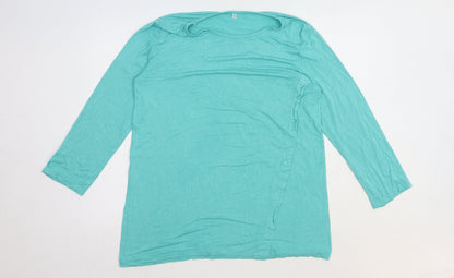 Preworn Womens Green Polyester Basic Blouse Size XL Boat Neck