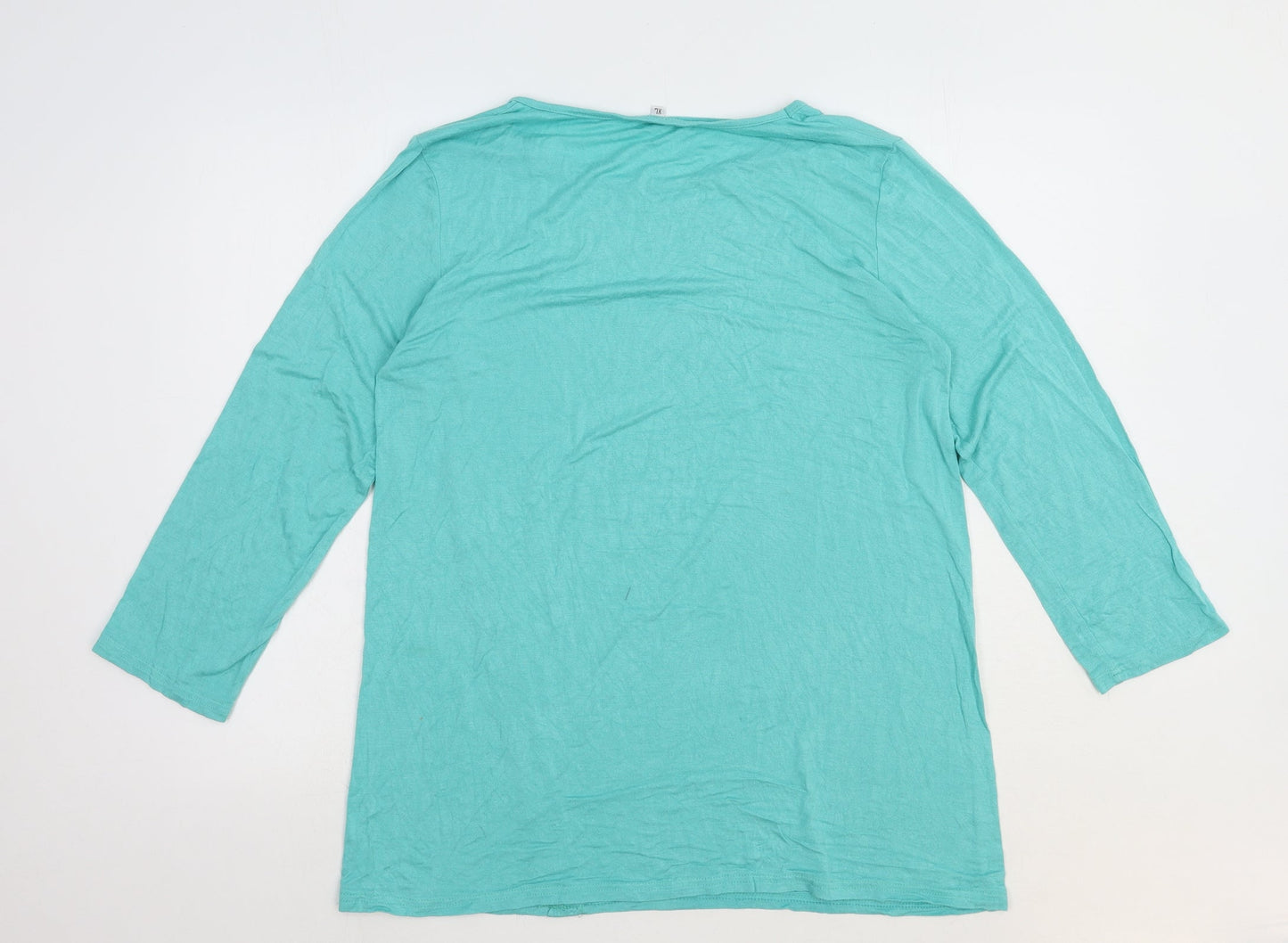 Preworn Womens Green Polyester Basic Blouse Size XL Boat Neck