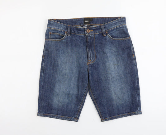 ASOS Mens Blue Cotton Biker Shorts Size 30 in L10 in Regular Button