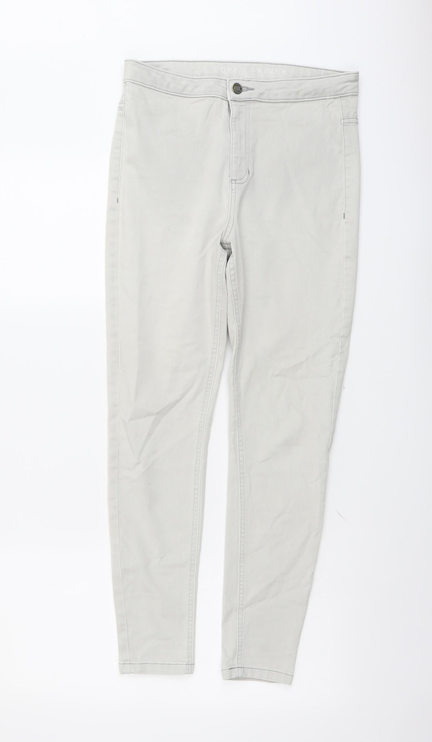 Marks and Spencer Womens Beige Cotton Skinny Jeans Size 12 L26 in Regular Button