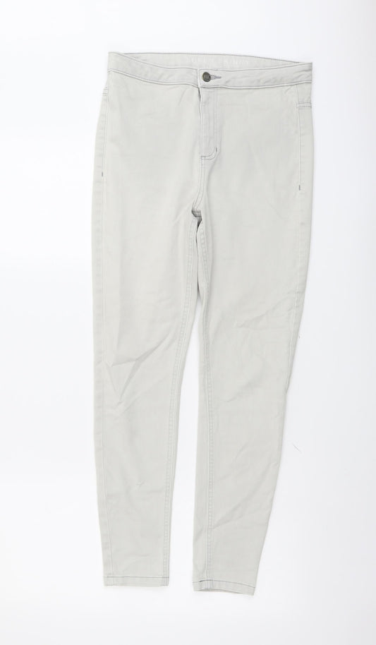 Marks and Spencer Womens Beige Cotton Skinny Jeans Size 12 L26 in Regular Button