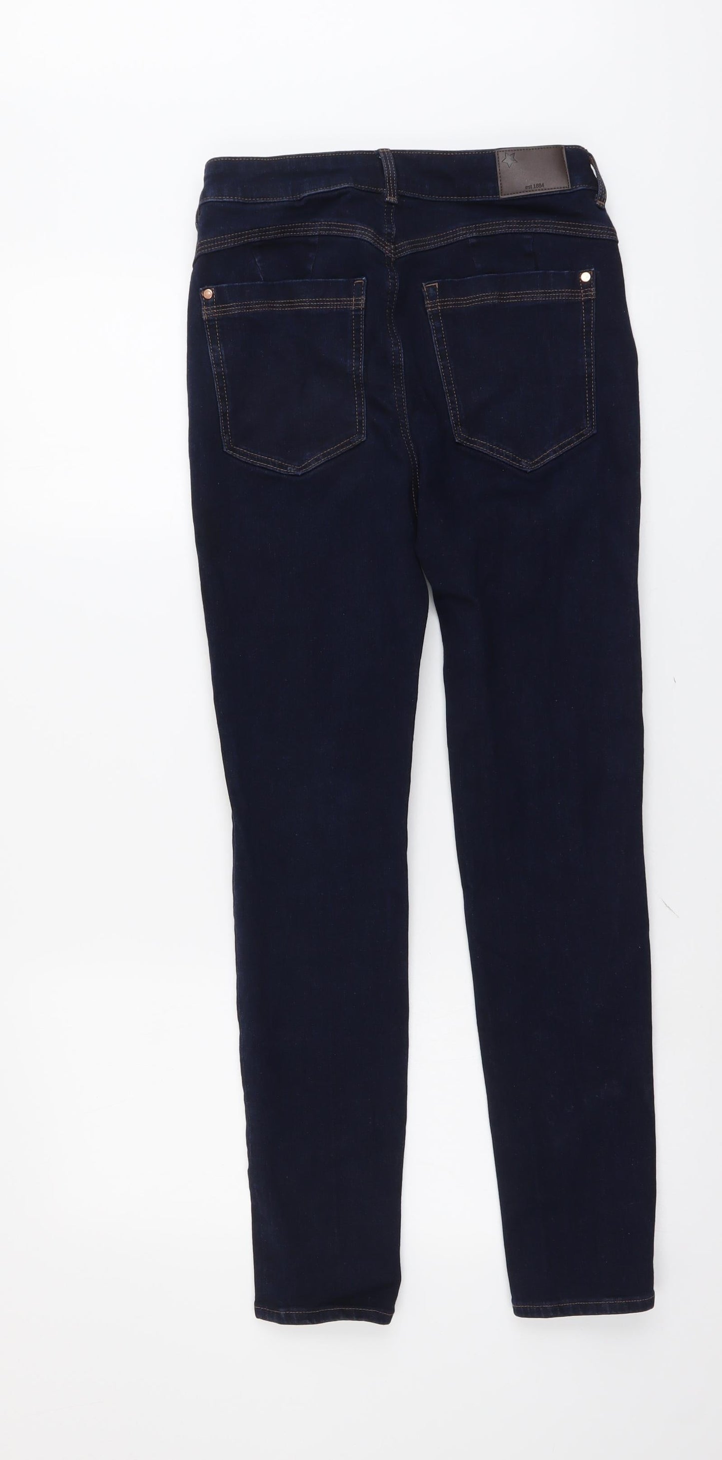 Marks and Spencer Womens Blue Cotton Skinny Jeans Size 26 in L28 in Regular Button