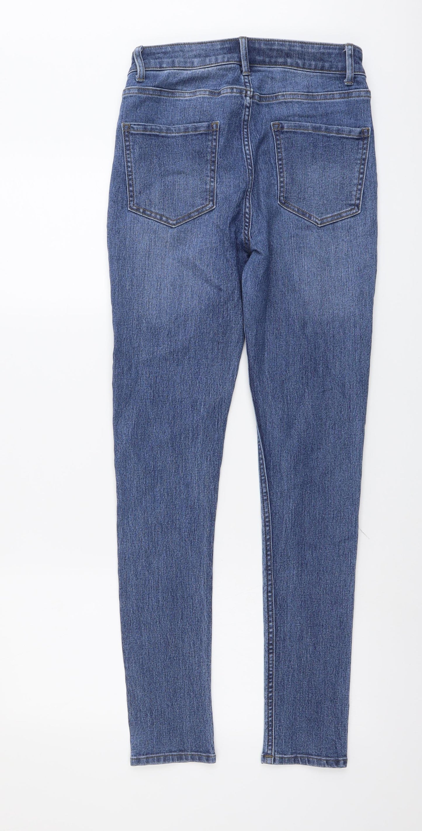 Marks and Spencer Womens Blue Cotton Skinny Jeans Size 26 in L30 in Regular Button