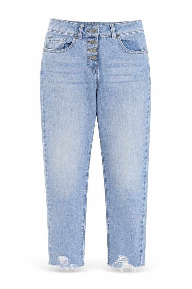 NEXT Womens Blue Cotton Straight Jeans Size 6 Regular Button - Distressed Hems