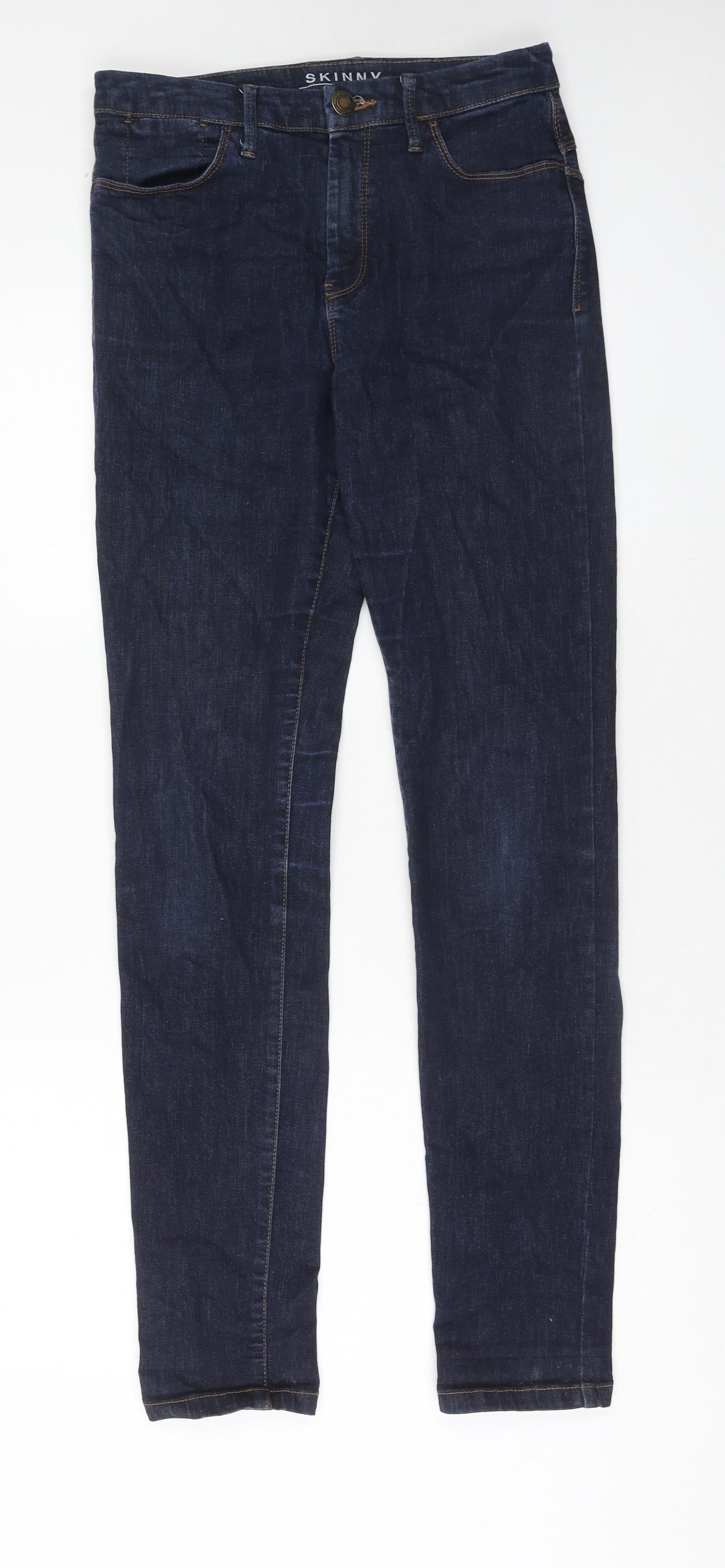 Marks and Spencer Womens Blue Cotton Skinny Jeans Size 10 Regular Zip