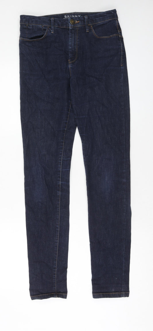 Marks and Spencer Womens Blue Cotton Skinny Jeans Size 10 Regular Zip