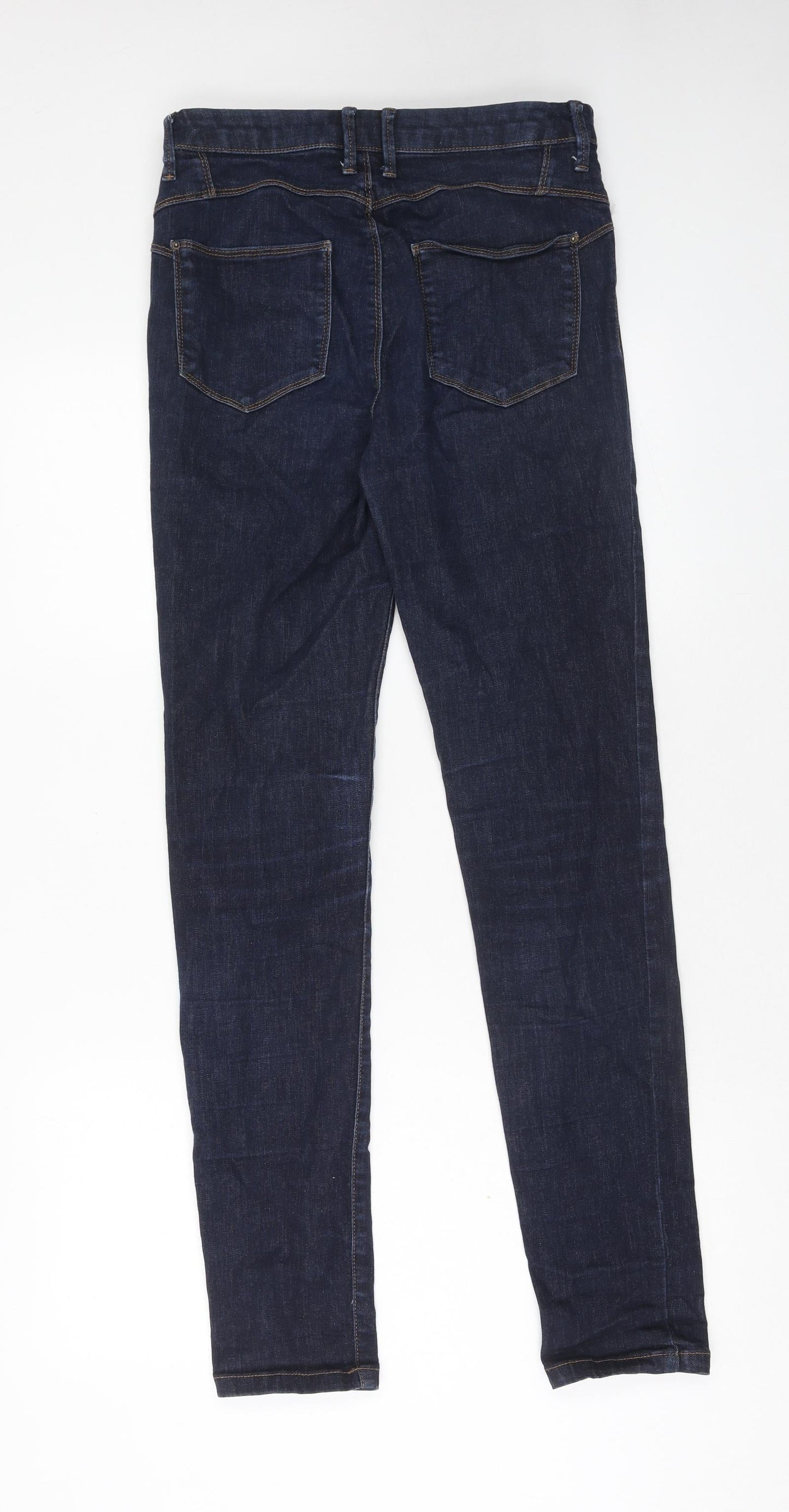 Marks and Spencer Womens Blue Cotton Skinny Jeans Size 10 Regular Zip