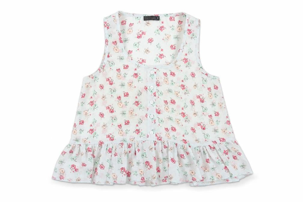 Fusion Womens Blue Floral Polyester Basic Tank Size 8 Scoop Neck