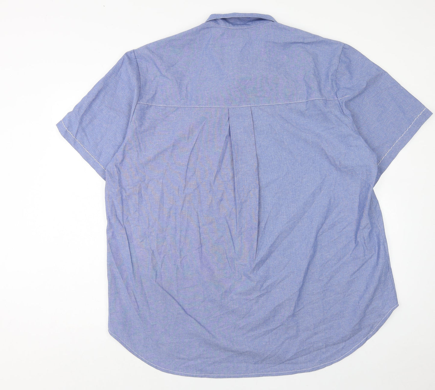 Ricami di Assin Womens Blue Geometric Cotton Basic Button-Up Size 2XL Collared