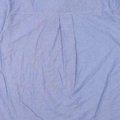 Ricami di Assin Womens Blue Geometric Cotton Basic Button-Up Size 2XL Collared