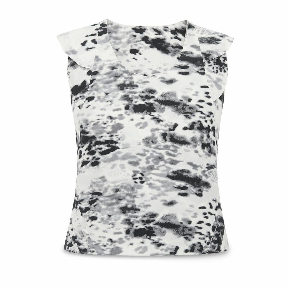 IRO Womens White Animal Print Polyester Basic T-Shirt Size S Scoop Neck - Leopard Print